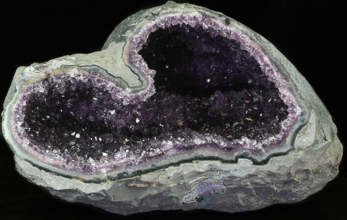 Purple Amethyst Geode With Calcite Crystals #30931